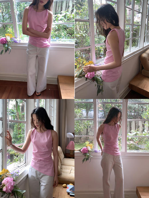 素舶 莱赛尔三醋酸混纺收腰显瘦抽褶挂脖背心SUPERSCAPE 商品图2