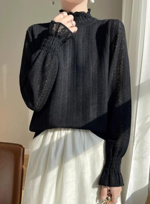 💥太美啦！【羊毛混纺提花打底衫】，💞精纺羊毛面料，优雅迷人又高级~ ✅百搭的基础款，可以中和任何色彩 ✅手感细腻滑糯，💥整个空间弥漫着柔和的温度  商品图7