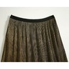 雀说新款气质半身裙重工压褶松紧腰光泽感中长款A字百褶裙AL4342 商品缩略图2