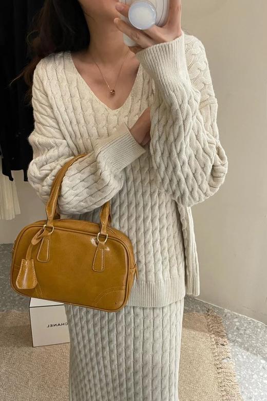 Le Malene 经典米白色针织上衣半裙套装 17788 商品图7