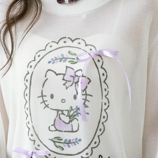 【严选】【HelloKitty合作系列】诗凡黎蝴蝶结针织罩衫25春新款套头薄上衣7G3130441 商品图3