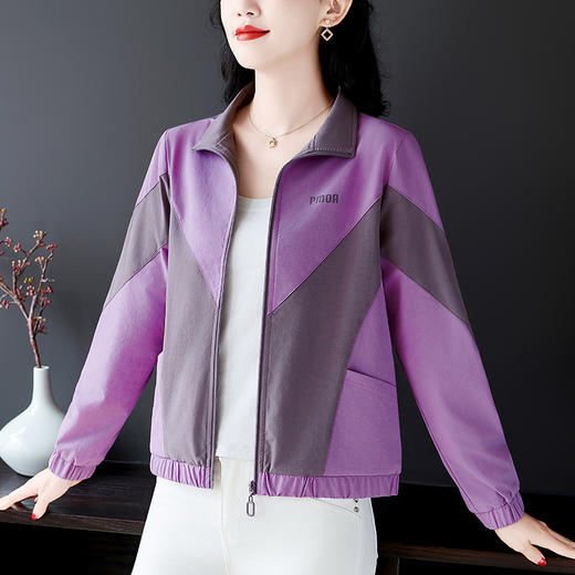 雀说休闲短外套新款大码宽松立领显瘦夹克上衣AL33020 商品图0