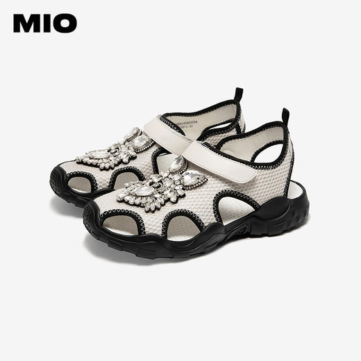 MIO米奥凉鞋女厚底镂空透气闪钻时髦运动洞洞丑萌鞋M253143501 商品图2