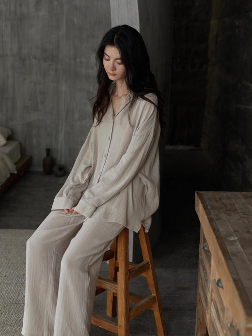 【岚束·叶落秋声】情侣睡衣家居服 100%棉婴儿贴肤面料 商品图7