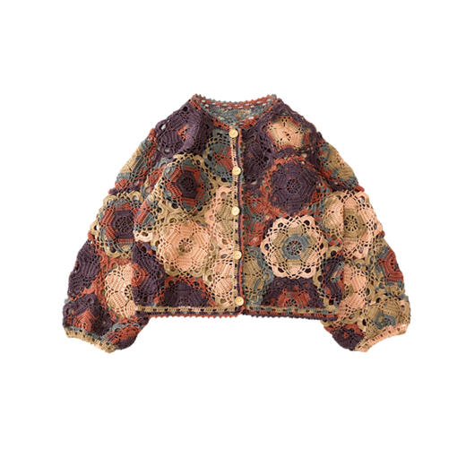 苏苏姐家相映拼花开衫手工DIY衣服钩针蕾丝线毛线团材料包 商品图5