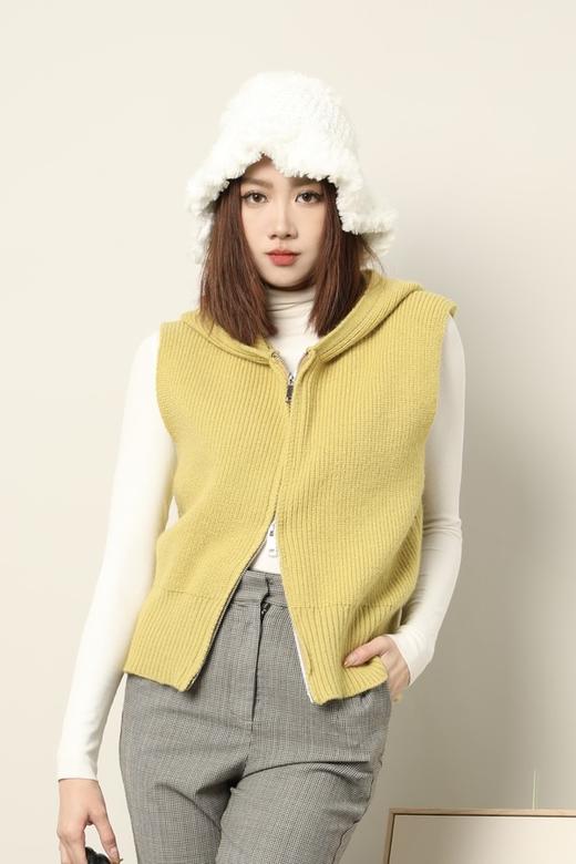 LNNNS 休闲款黄绿色连帽背心针织外套 17794 商品图0