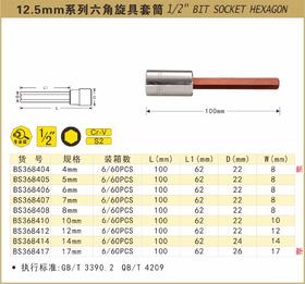 波斯   12.5mm系列六角旋具套筒   7mm  长100mm BS368407