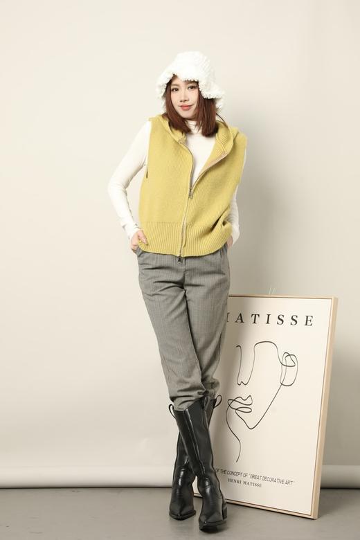 LNNNS 休闲款黄绿色连帽背心针织外套 17794 商品图2