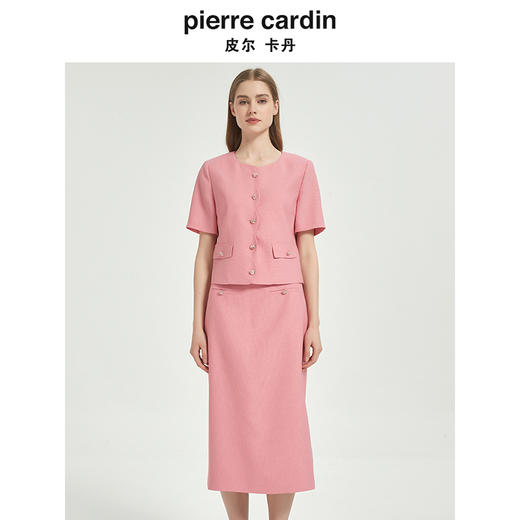 皮尔卡丹女装都市淑女小香风通勤短袖上衣C51UL027F0 商品图0