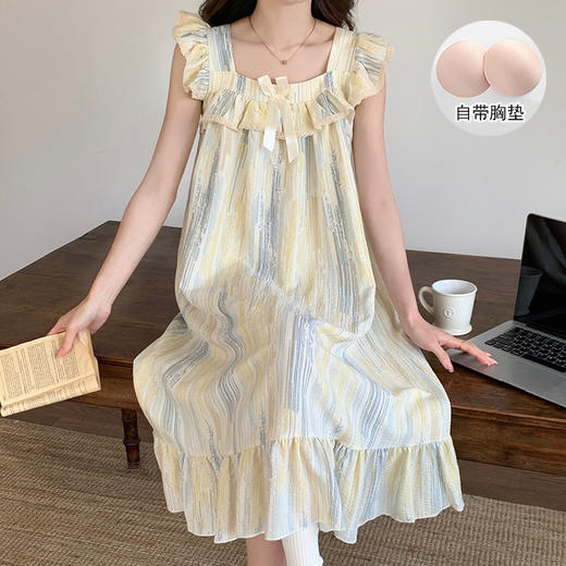 【公主风吊带睡衣】睡裙女士夏季背心睡衣新款带胸垫吊带宽松公主风春秋家居服可外穿。ry 商品图11