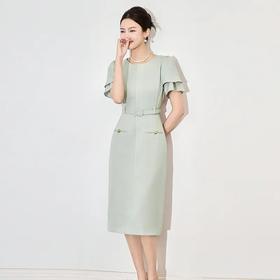 【高货wl】全新升级【铂金会员339/天猫459/差价120】(11212) 洛诗琳25新款端庄大气法式职业干练收腰时尚荷叶袖连衣裙