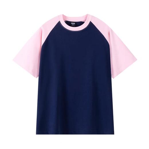 【任选两件】美式复古纯棉插肩短袖T恤男女春夏新款重磅休闲宽松撞色情侣上衣 商品图11