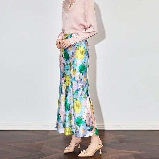 【高货wl】全新升级【铂金会员257/天猫339/差价82】(12930) 洛诗琳高级感垂感印花醋酸缎高腰显瘦时尚优雅女半身裙 商品图2