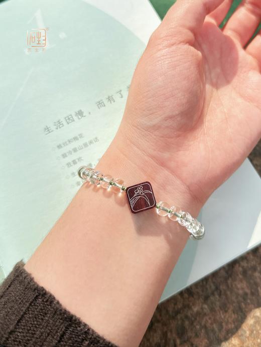 吾行·天然白水晶小叶檀木设计手链 商品图9