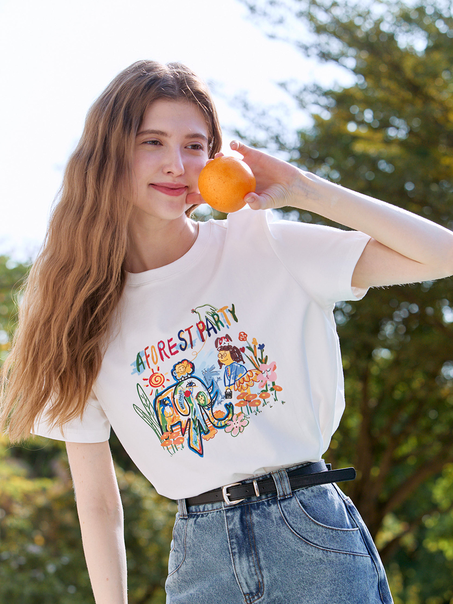 【百图lulu定制】【涂鸦T】 趣味涂鸦  ins风 弹力新疆长绒棉  短袖T恤