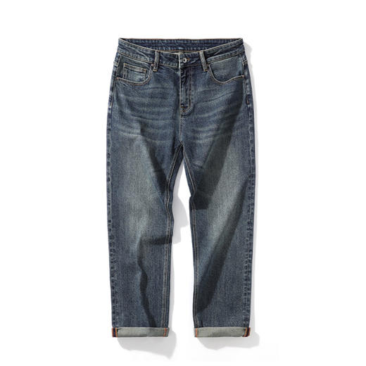 圣得西长裤男款2025年新款休闲阔腿宽松直筒青年美式街头牛仔裤男2552915163 商品图5