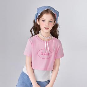 笛莎Deesha 童装女童T恤2025夏新款女童假两件T恤