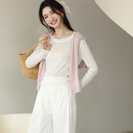 【天丝醋酸系列】春夏醋酸天丝莱赛尔打底衫 圆领罩衫防晒衣 长袖T恤微透外穿针织衫  商品图8