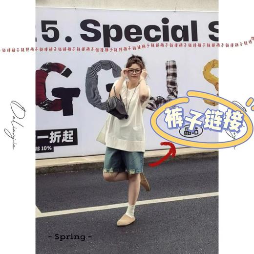 2025新品  佳佳同款【加州五分】设计感潮流破洞牛仔五分裤休闲宽松蓝色复古 商品图0