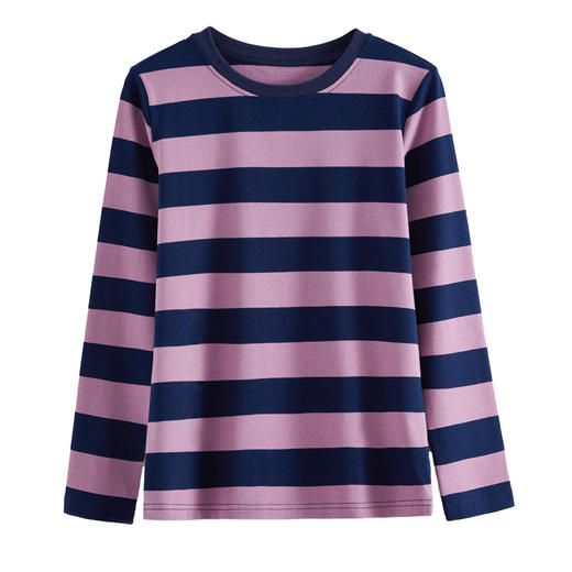 百媚生 条纹长袖T恤棉质圆领上衣9898 商品图4