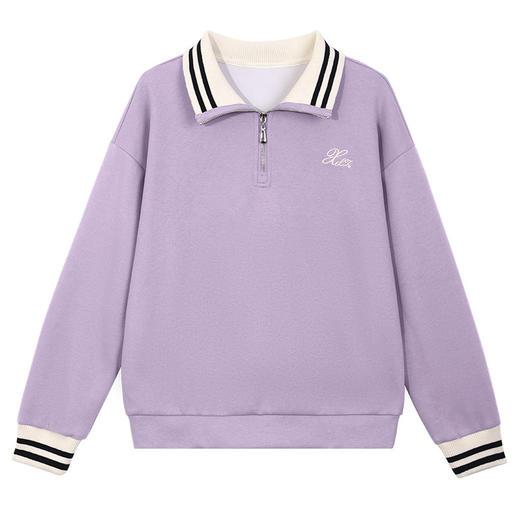 雀说翻领卫衣女新款时尚洋气女装宽松半拉链上衣外套AL10012 商品图4