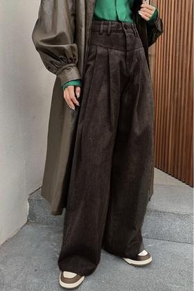 LNNNS 水洗灰阔腿休闲长裤 17799