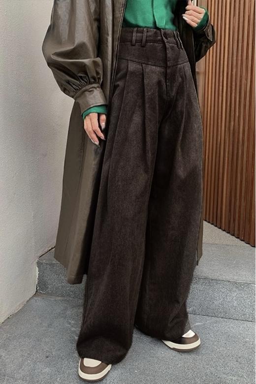 LNNNS 水洗灰阔腿休闲长裤 17799 商品图0