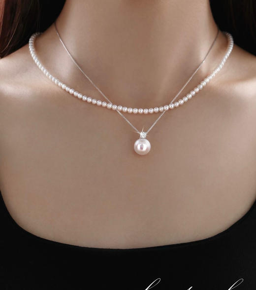 423-5 炒鸡适合春夏 3-3.5mm无核淡水baby珠项链 炒鸡仙女锁骨链 近正圆强光微微瑕 商品图3