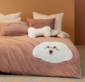 积分免费兑：梦洁家纺 亲肤保暖 220g暖绒绣花四件套 2米床 248×248cm