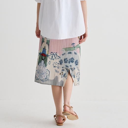 谜底半身裙女2025夏季新品复古风度假花色宽松H型长半裙252MB0544 商品图2