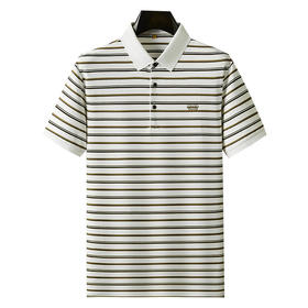 【DDP】大依优型大码短袖POLO衫时尚翻领半袖体恤男装加肥加大码夏装肥佬休闲条纹棉质