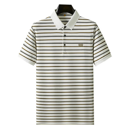 【DDP】大依优型大码短袖POLO衫时尚翻领半袖体恤男装加肥加大码夏装肥佬休闲条纹棉质 商品图0