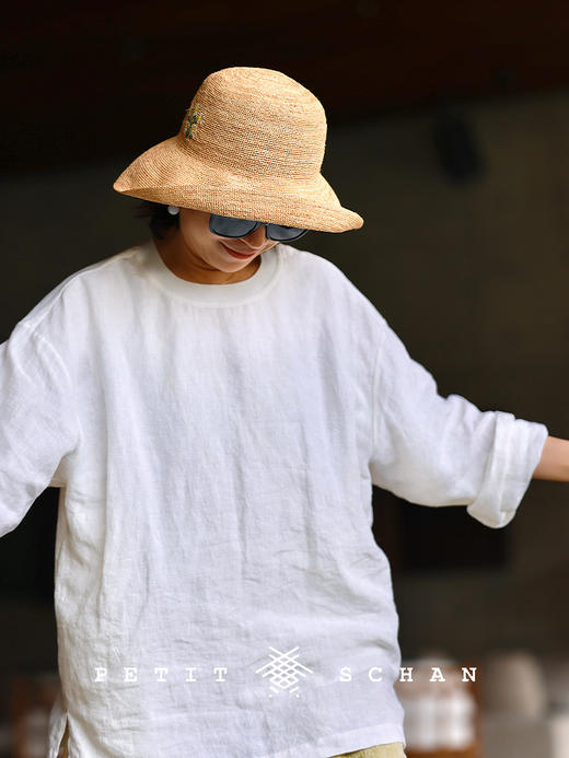 PETIT SCHAN小闪 CLO#759 spring's lover 春天的情人 纯亚麻圆领长袖上衣T恤 商品图1