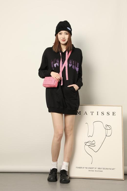 LNNNS 黑色刺绣撞色长卫衣 17824 商品图0