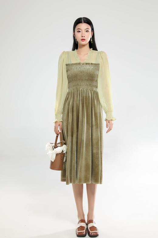 L.Fleuri 复古V领法式茶歇连衣裙 17808 商品图1