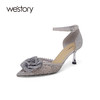 westory夏季新款法式优雅细高跟凉鞋露趾高跟鞋凉空鞋W24AH57641 商品缩略图1