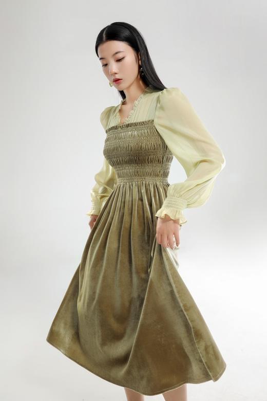 L.Fleuri 复古V领法式茶歇连衣裙 17808 商品图0