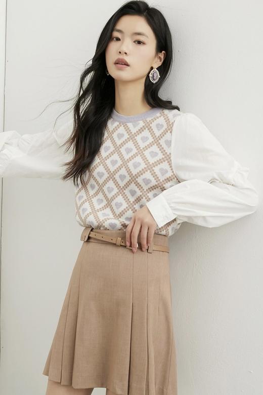 ANSUABEL 提花针织衬衫拼接上衣 17803 商品图0