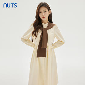 NUTS春秋新品纯色时尚温柔气质圆领长袖连衣裙333101166