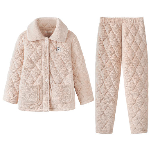 I'd爱帝女士冬款睡衣三层夹棉加厚家居服套装 商品图8