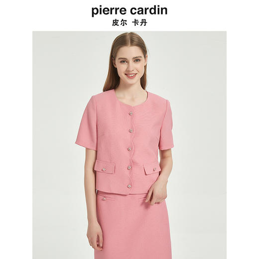 皮尔卡丹女装都市淑女小香风通勤短袖上衣C51UL027F0 商品图3