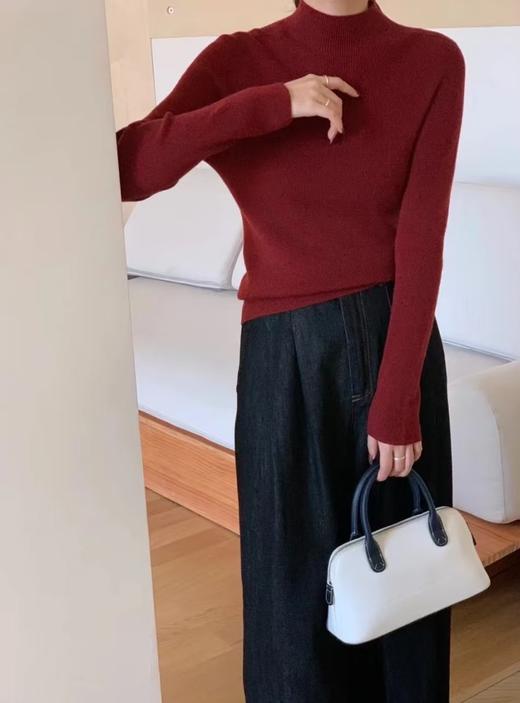 女士无缝一体蚕丝羊毛半高领毛衣清仓 商品图9