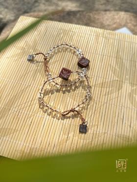 吾行·天然白水晶小叶檀木设计手链