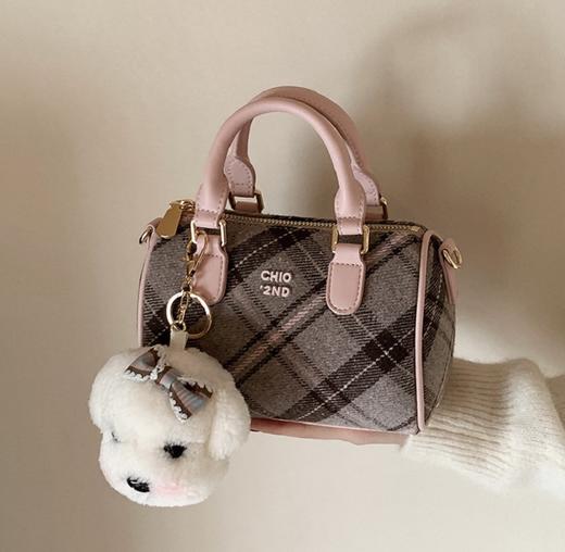 【轻奢格纹设计，时尚百搭】英式下午茶枕头包包 女秋冬格纹手提小拎包 单肩斜挎包-QQ 商品图4