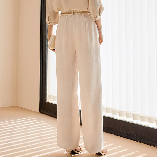 玳莎半松紧宽松直筒休闲裤标配腰带2025年春季阔腿垂感百搭长裤女  FA36304 商品图2