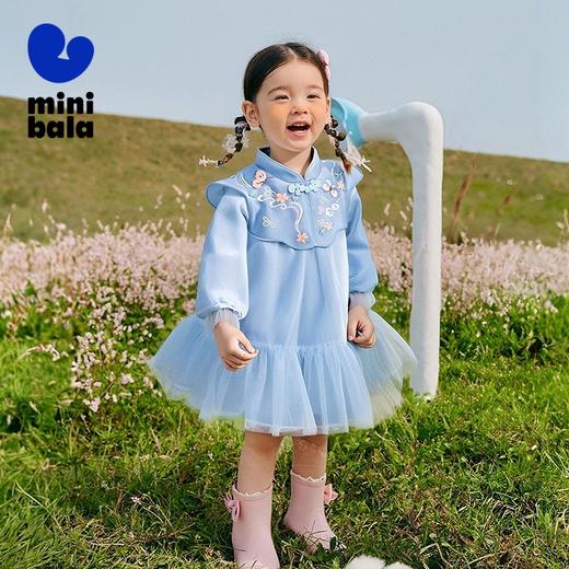 迷你巴拉女童宝宝国风甜美网纱连衣裙2025春季新品 商品图0