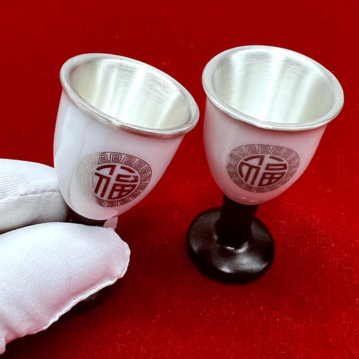 茅台银酒杯 瓷包银 一对 含999足银10克 商品图1