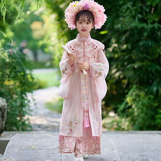 千韵岗 花未眠明制汉服套装 新中式女童薄纱长袍马面裙 商品图4