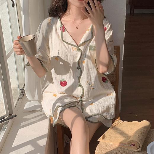 【内置杯垫不尴尬】自带胸垫睡衣女短袖短裤夏季免穿文胸少女可爱夏款卡通开衫家居服。ry 商品图8