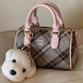 【轻奢格纹设计，时尚百搭】英式下午茶枕头包包 女秋冬格纹手提小拎包 单肩斜挎包-QQ